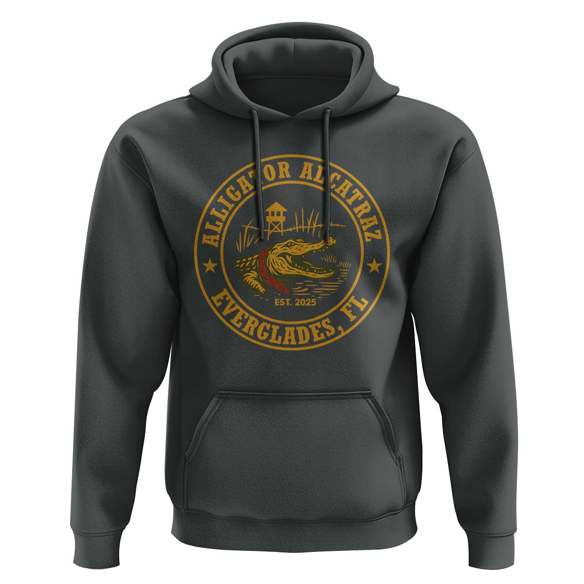 Alligator Alcatraz Everglades FL Hoodie Vintage Political Satire Swamp Prison Humor - Wonder Print Shop