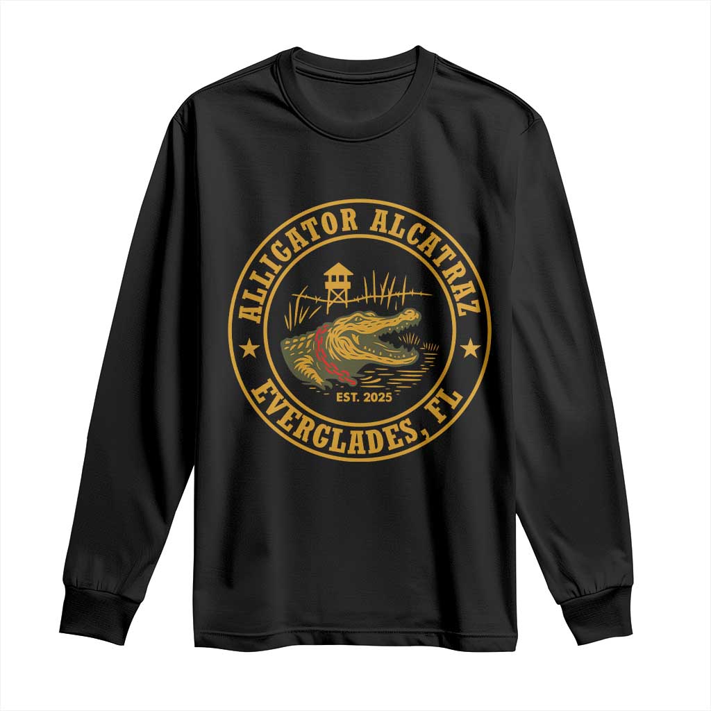 Alligator Alcatraz Everglades FL Long Sleeve Shirt Vintage Political Satire Swamp Prison Humor - Wonder Print Shop