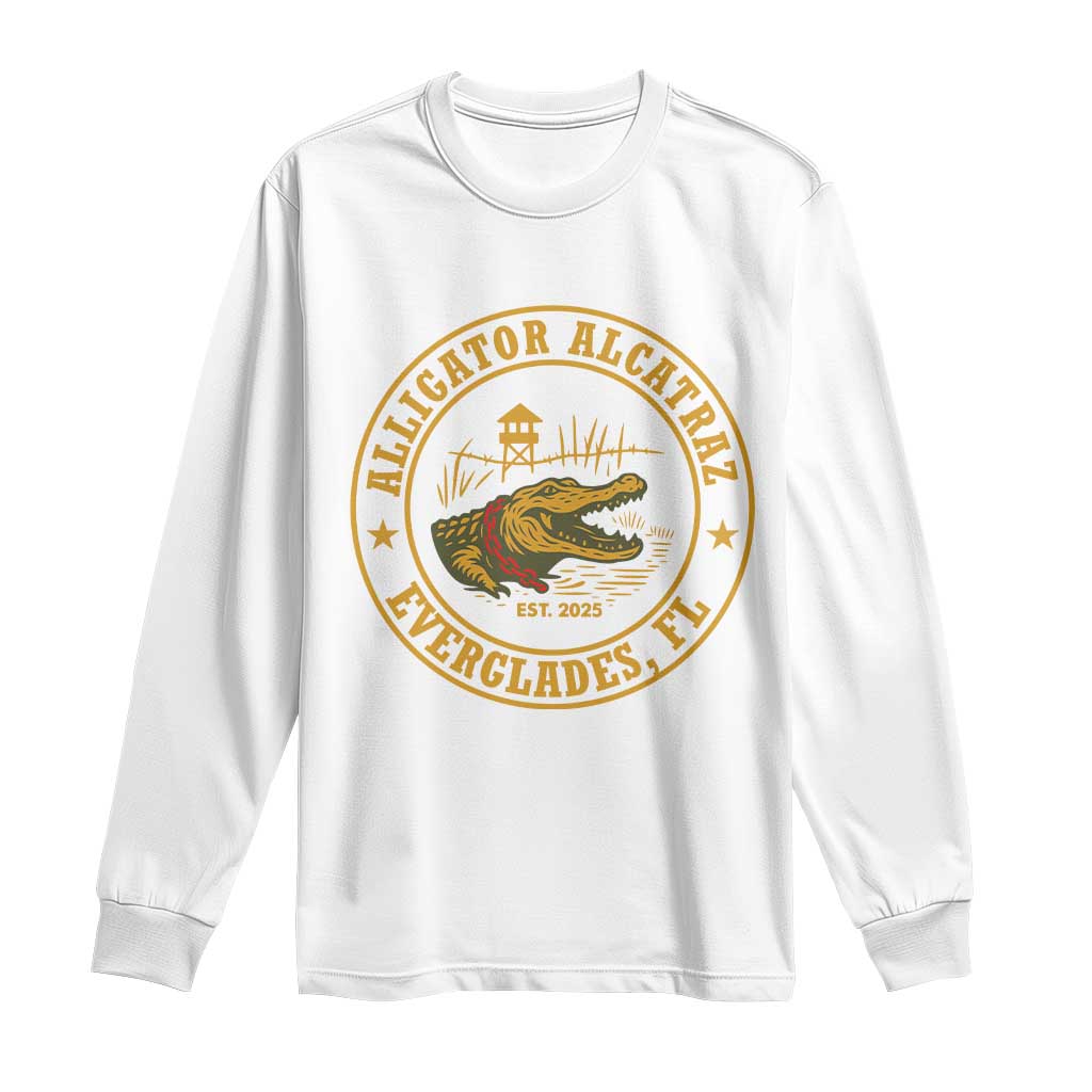 Alligator Alcatraz Everglades FL Long Sleeve Shirt Vintage Political Satire Swamp Prison Humor - Wonder Print Shop