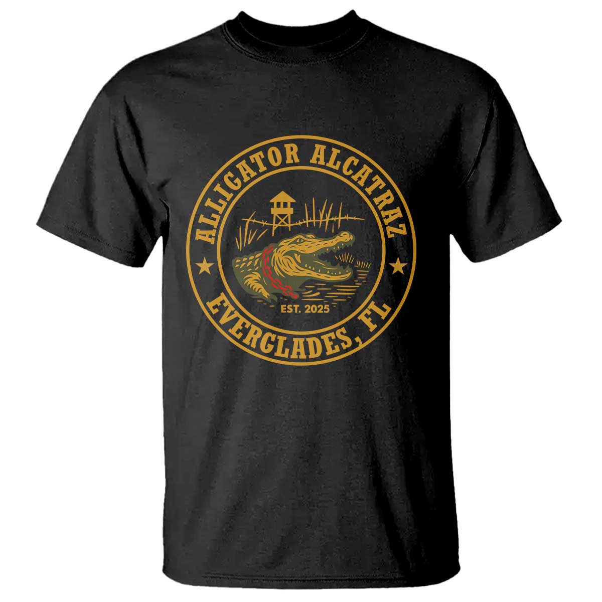 Alligator Alcatraz Everglades FL T Shirt Vintage Political Satire Swamp Prison Humor - Wonder Print Shop