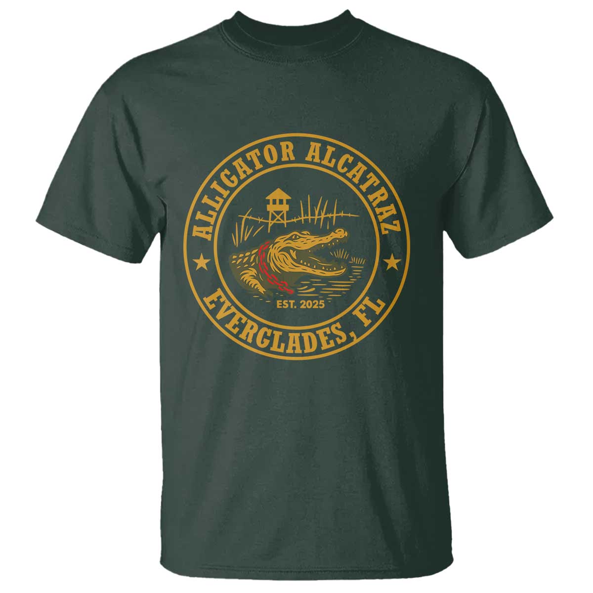 Alligator Alcatraz Everglades FL T Shirt Vintage Political Satire Swamp Prison Humor - Wonder Print Shop