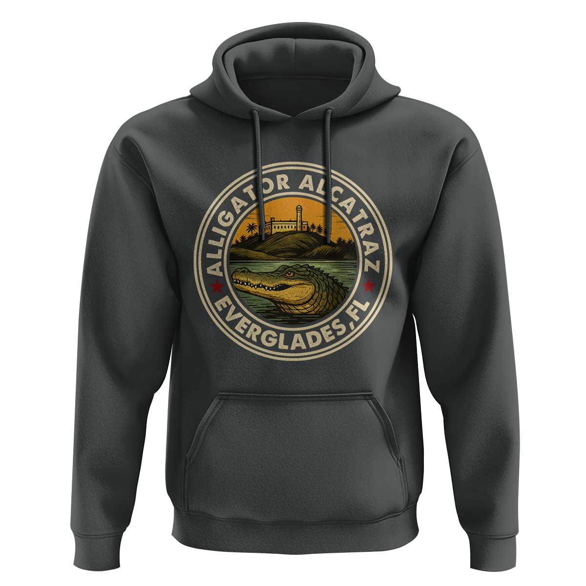 Alligator Alcatraz Everglades Florida Hoodie Vintage Political Satire Retro - Wonder Print Shop