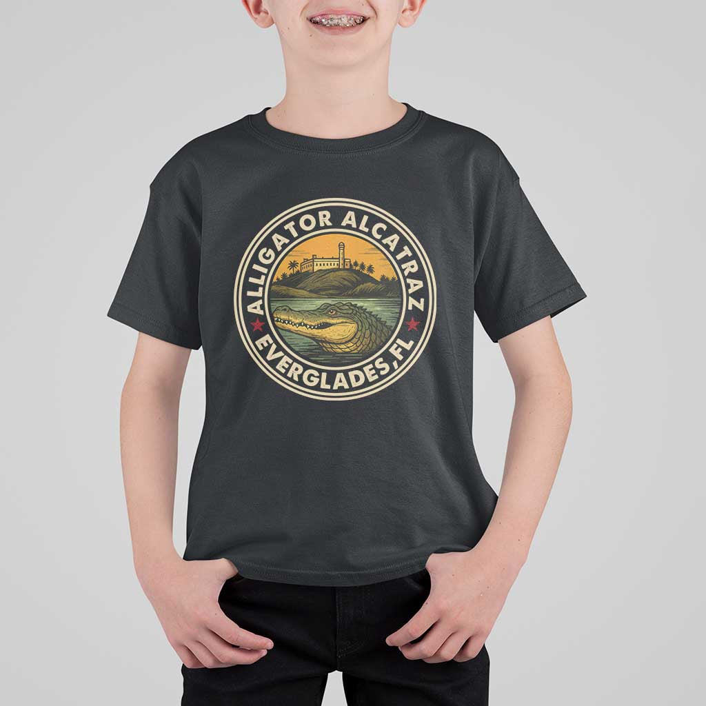 Alligator Alcatraz Everglades Florida T Shirt For Kid Vintage Political Satire Retro - Wonder Print Shop