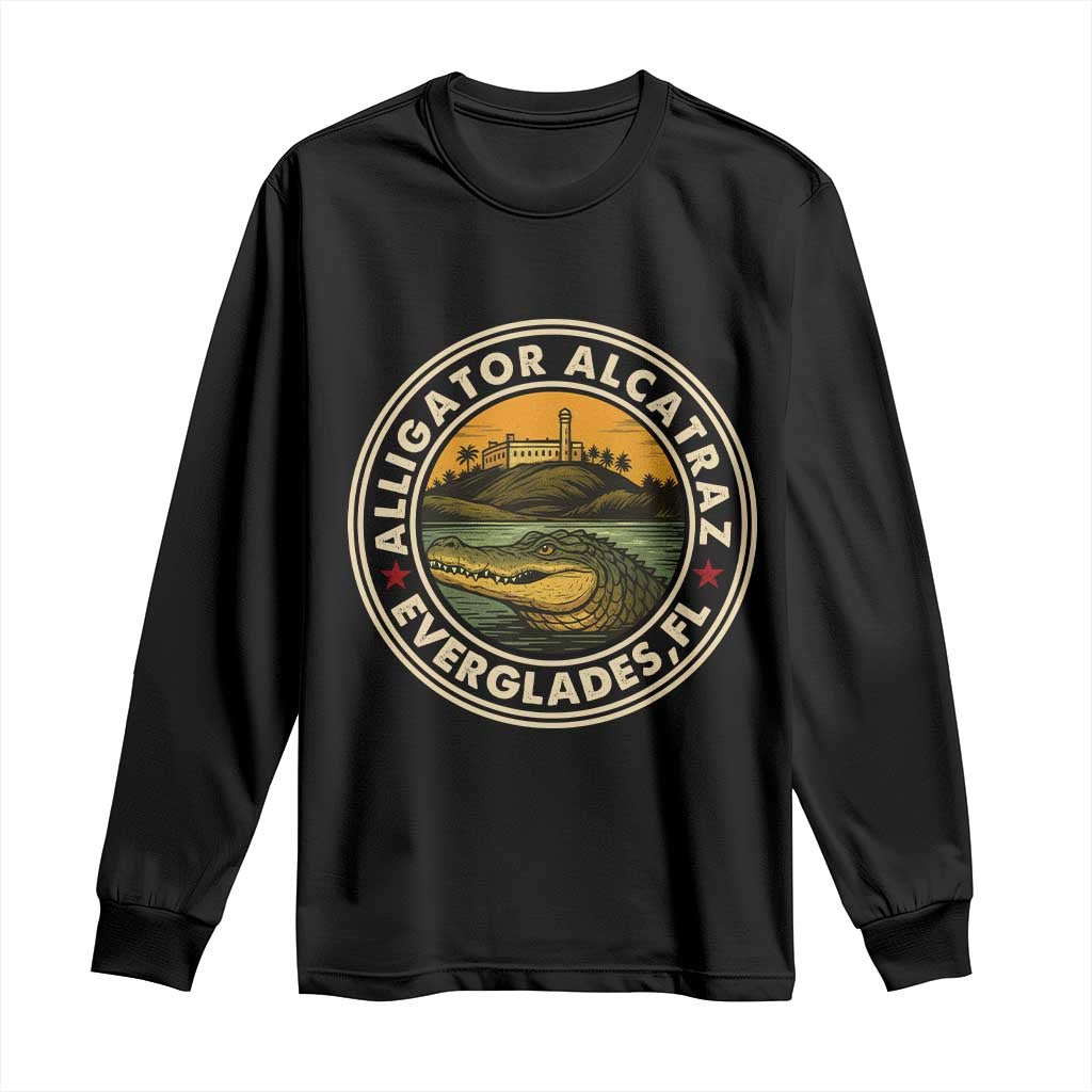 Alligator Alcatraz Everglades Florida Long Sleeve Shirt Vintage Political Satire Retro - Wonder Print Shop