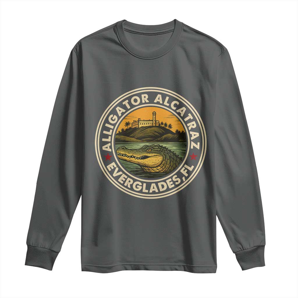 Alligator Alcatraz Everglades Florida Long Sleeve Shirt Vintage Political Satire Retro - Wonder Print Shop