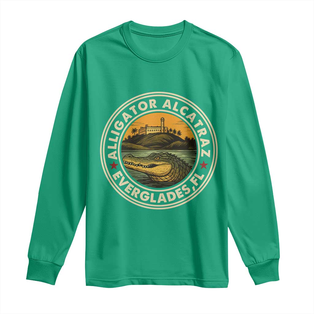 Alligator Alcatraz Everglades Florida Long Sleeve Shirt Vintage Political Satire Retro - Wonder Print Shop