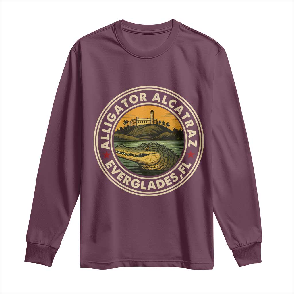 Alligator Alcatraz Everglades Florida Long Sleeve Shirt Vintage Political Satire Retro - Wonder Print Shop