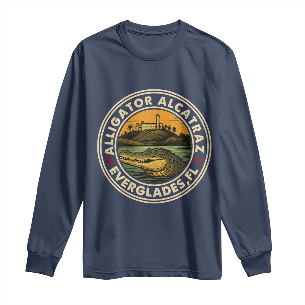 Alligator Alcatraz Everglades Florida Long Sleeve Shirt Vintage Political Satire Retro - Wonder Print Shop
