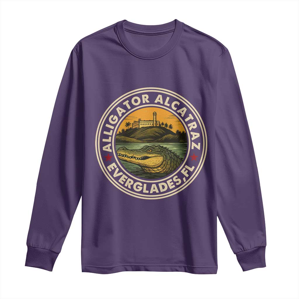 Alligator Alcatraz Everglades Florida Long Sleeve Shirt Vintage Political Satire Retro - Wonder Print Shop