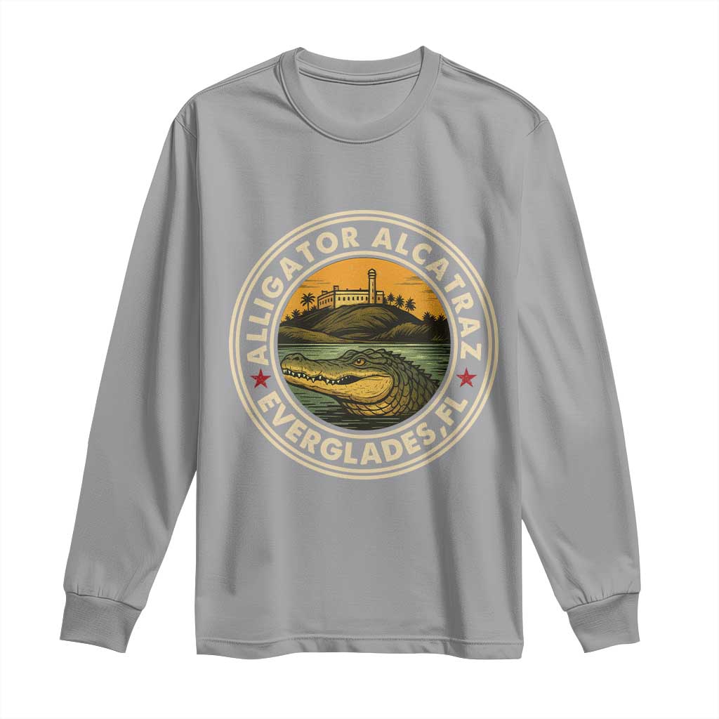 Alligator Alcatraz Everglades Florida Long Sleeve Shirt Vintage Political Satire Retro - Wonder Print Shop
