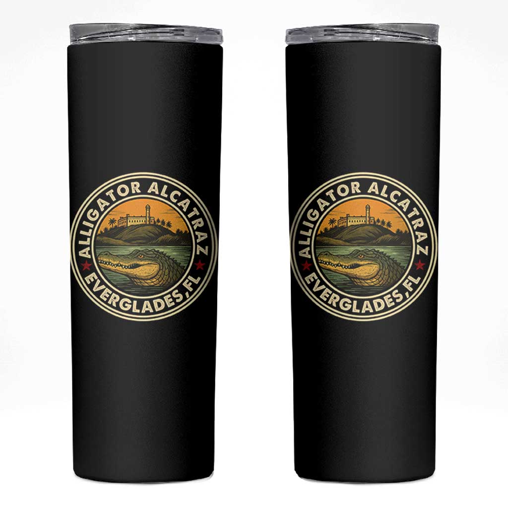 Alligator Alcatraz Everglades Florida Skinny Tumbler Vintage Political Satire Retro - Wonder Print Shop