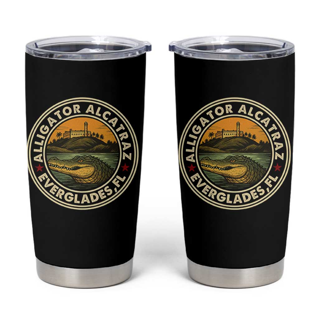 Alligator Alcatraz Everglades Florida Tumbler Cup Vintage Political Satire Retro - Wonder Print Shop
