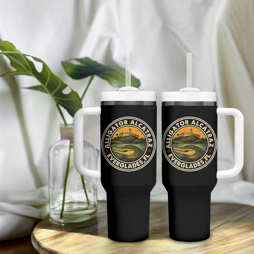 Alligator Alcatraz Everglades Florida Tumbler With Handle Vintage Political Satire Retro - Wonder Print Shop