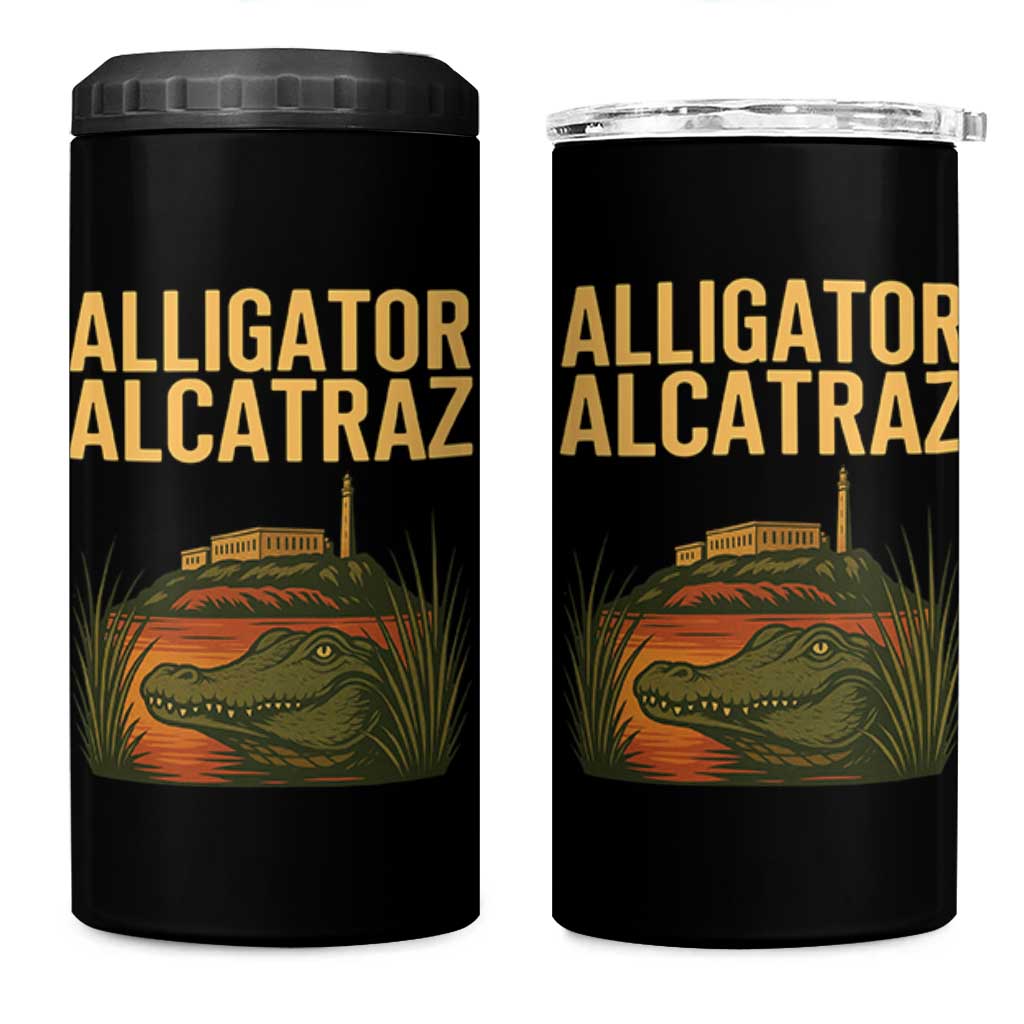 Alligator Alcatraz Florida 4 in 1 Can Cooler Tumbler Political Swamp Prison Dark Humor - Wonder Print Shop