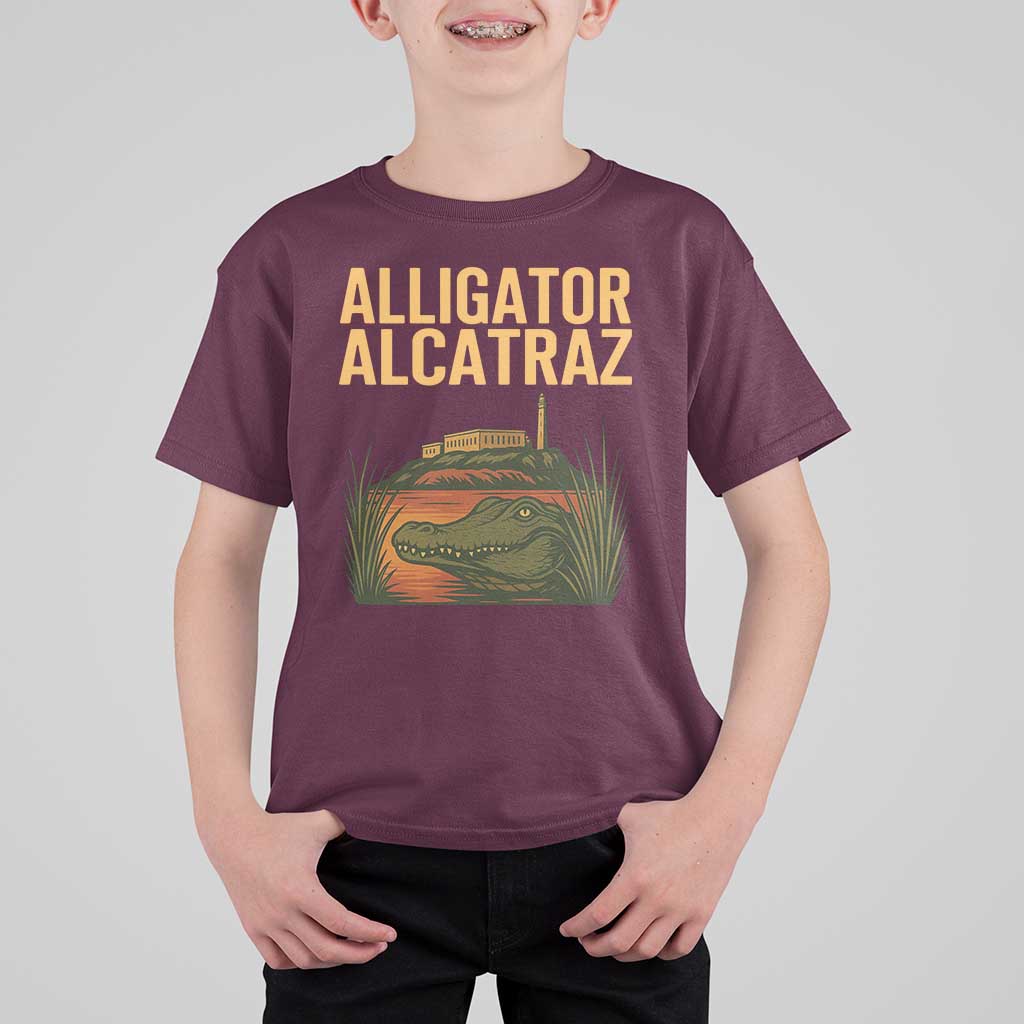 Alligator Alcatraz Florida T Shirt For Kid Political Swamp Prison Dark Humor - Wonder Print Shop