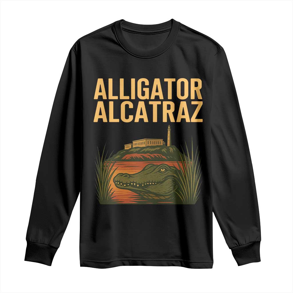 Alligator Alcatraz Florida Long Sleeve Shirt Political Swamp Prison Dark Humor - Wonder Print Shop