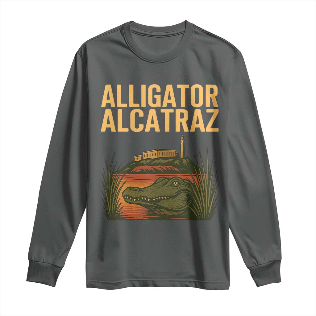 Alligator Alcatraz Florida Long Sleeve Shirt Political Swamp Prison Dark Humor - Wonder Print Shop