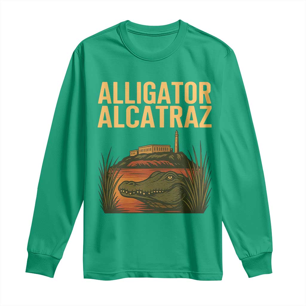 Alligator Alcatraz Florida Long Sleeve Shirt Political Swamp Prison Dark Humor - Wonder Print Shop