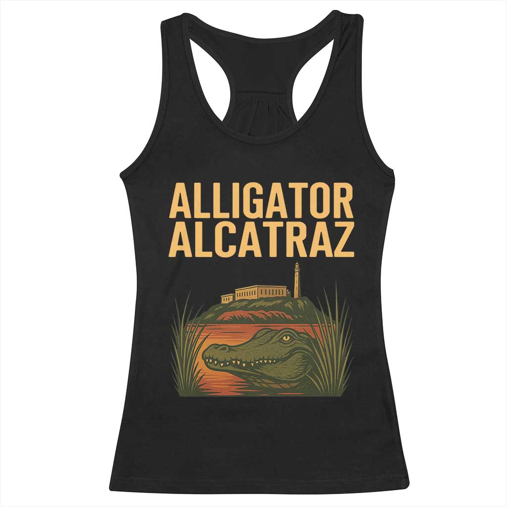 Alligator Alcatraz Florida Racerback Tank Top Political Swamp Prison Dark Humor - Wonder Print Shop