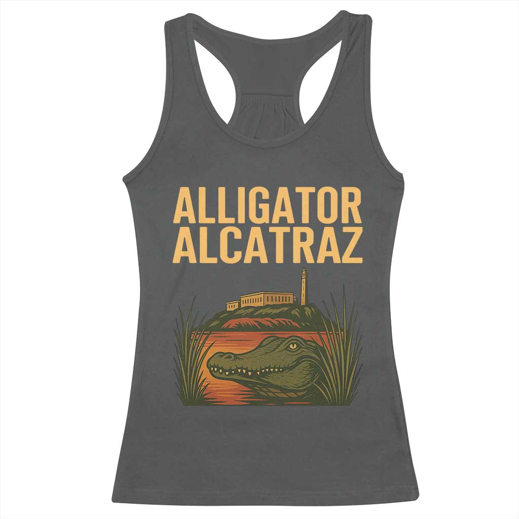 Alligator Alcatraz Florida Racerback Tank Top Political Swamp Prison Dark Humor - Wonder Print Shop