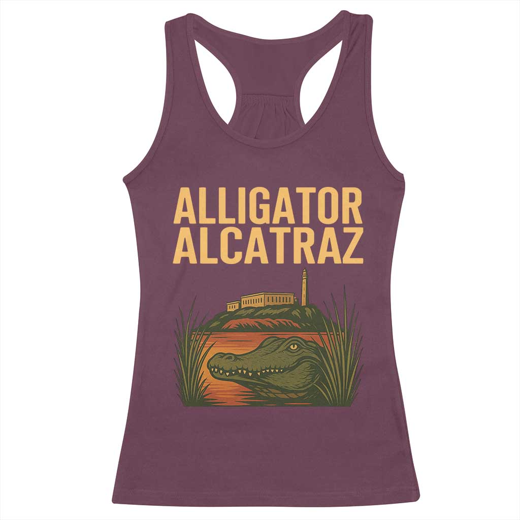 Alligator Alcatraz Florida Racerback Tank Top Political Swamp Prison Dark Humor - Wonder Print Shop