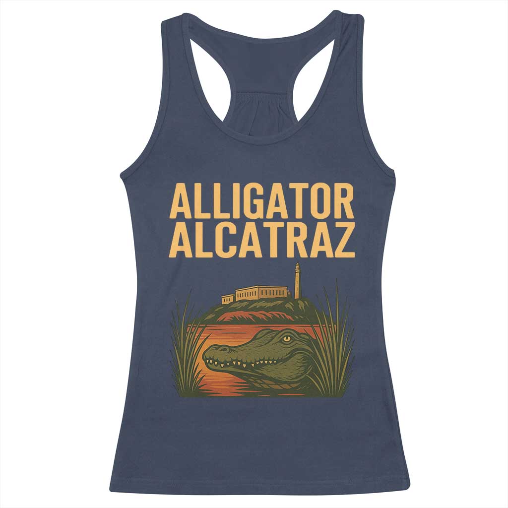 Alligator Alcatraz Florida Racerback Tank Top Political Swamp Prison Dark Humor - Wonder Print Shop