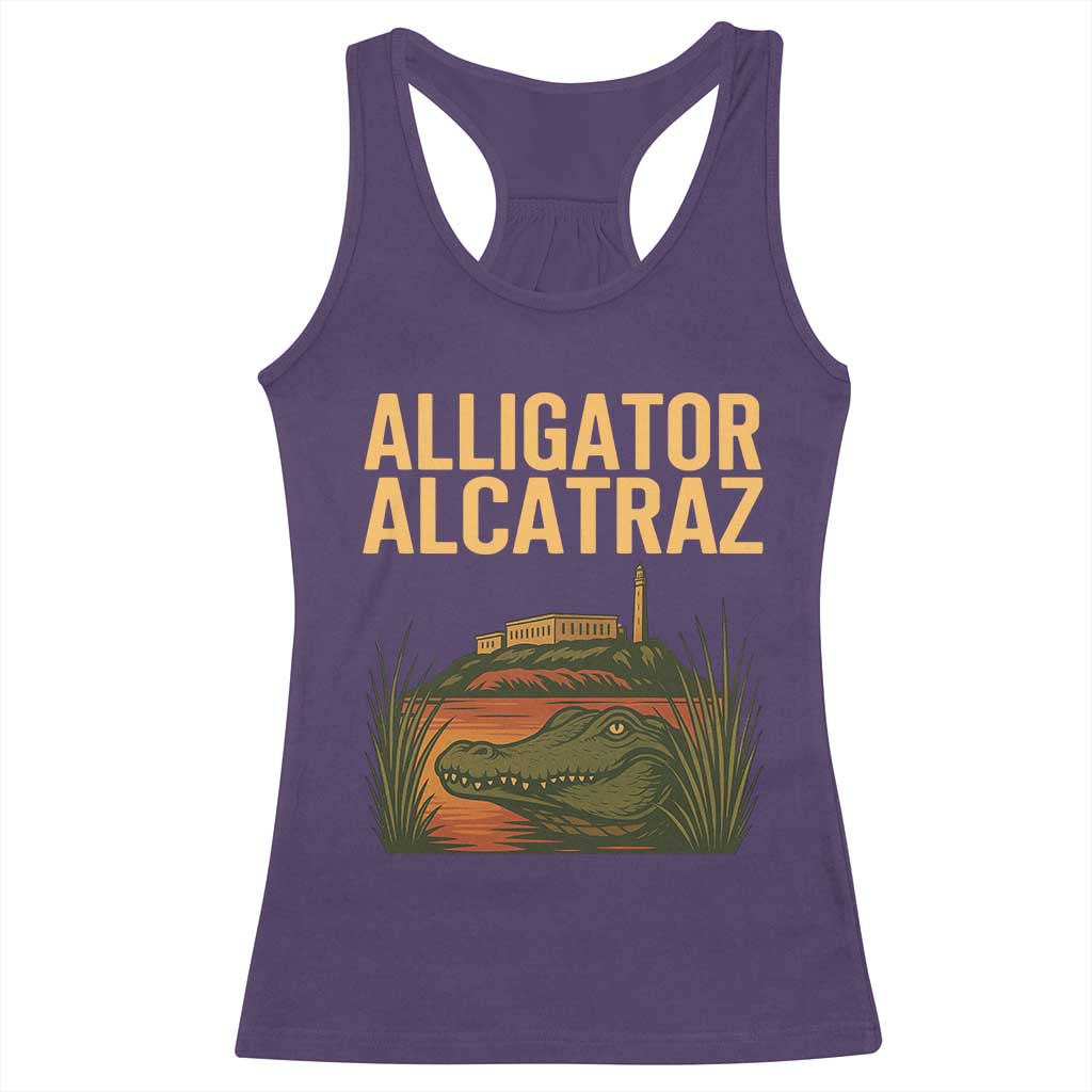 Alligator Alcatraz Florida Racerback Tank Top Political Swamp Prison Dark Humor - Wonder Print Shop