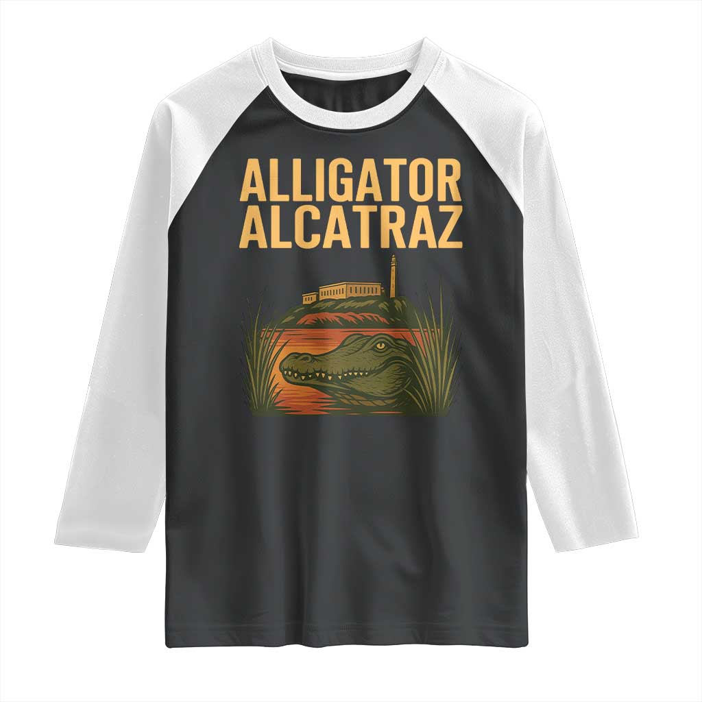 Alligator Alcatraz Florida Raglan Shirt Political Swamp Prison Dark Humor - Wonder Print Shop