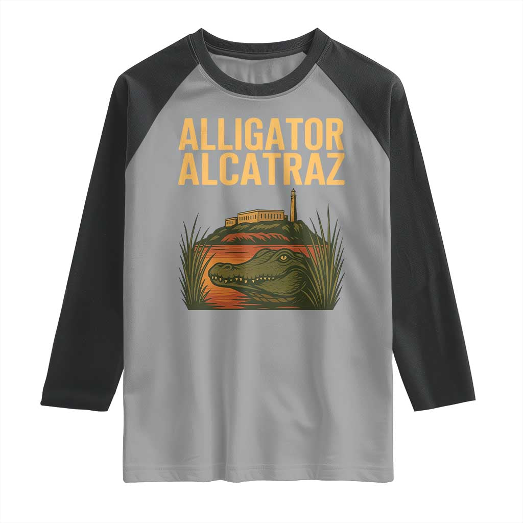 Alligator Alcatraz Florida Raglan Shirt Political Swamp Prison Dark Humor - Wonder Print Shop