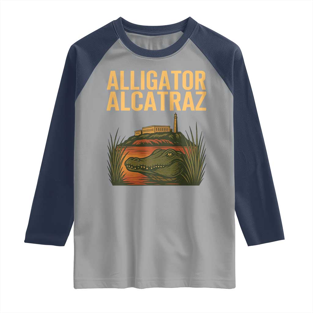 Alligator Alcatraz Florida Raglan Shirt Political Swamp Prison Dark Humor - Wonder Print Shop