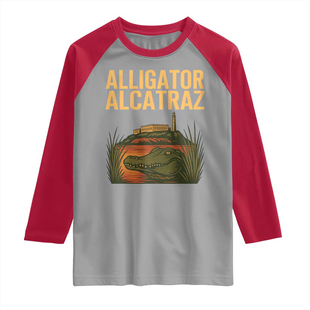 Alligator Alcatraz Florida Raglan Shirt Political Swamp Prison Dark Humor - Wonder Print Shop