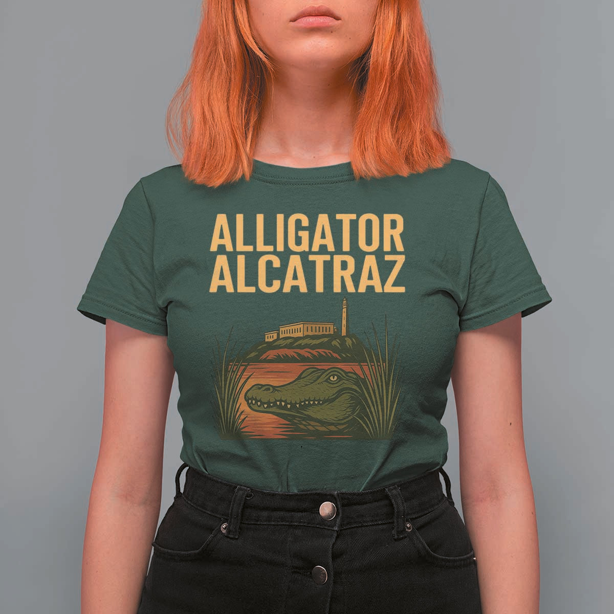 Alligator Alcatraz Florida T Shirt For Women Political Swamp Prison Dark Humor - Wonder Print Shop