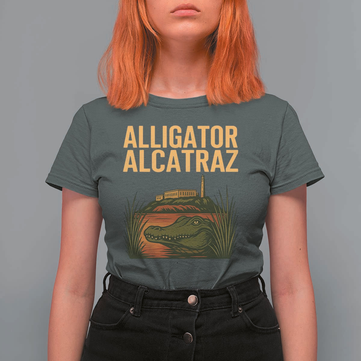 Alligator Alcatraz Florida T Shirt For Women Political Swamp Prison Dark Humor - Wonder Print Shop