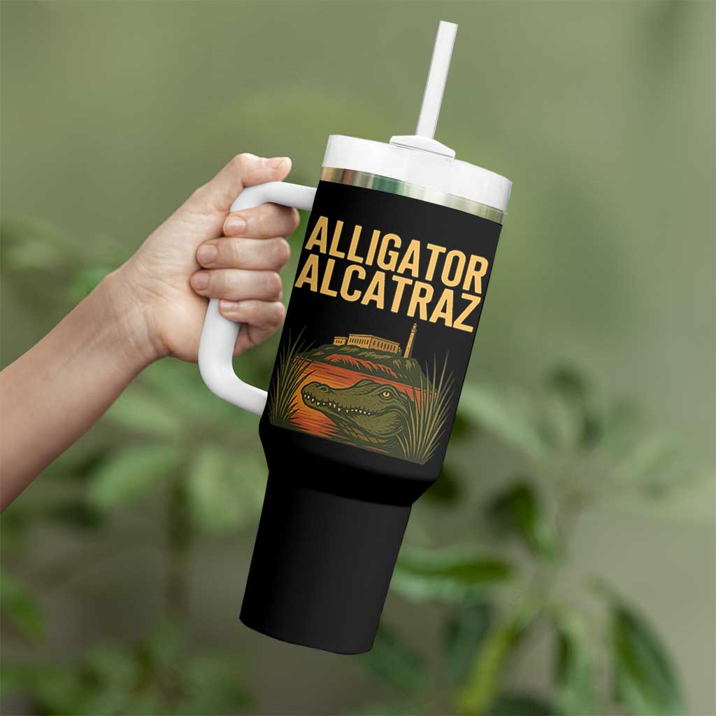 Alligator Alcatraz Florida Tumbler With Handle Political Swamp Prison Dark Humor - Wonder Print Shop