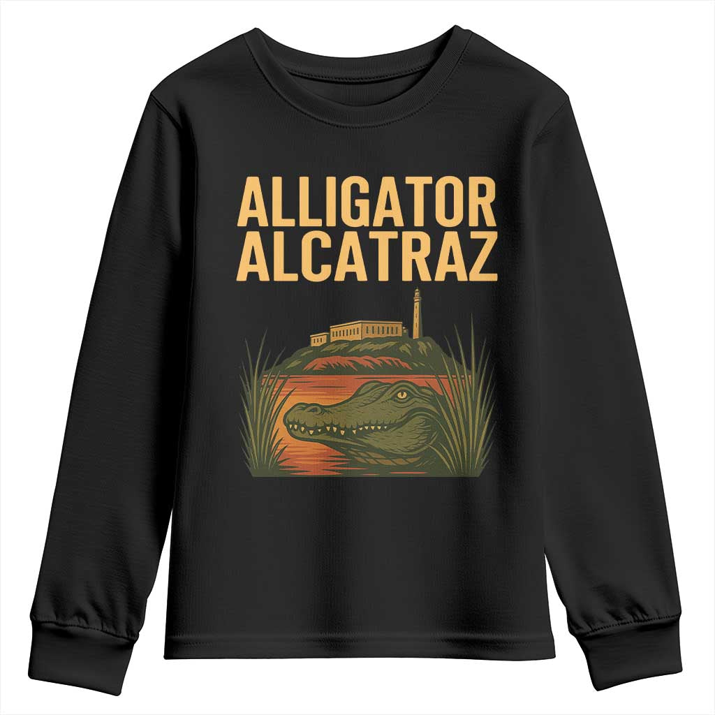 Alligator Alcatraz Florida Youth Sweatshirt Political Swamp Prison Dark Humor - Wonder Print Shop