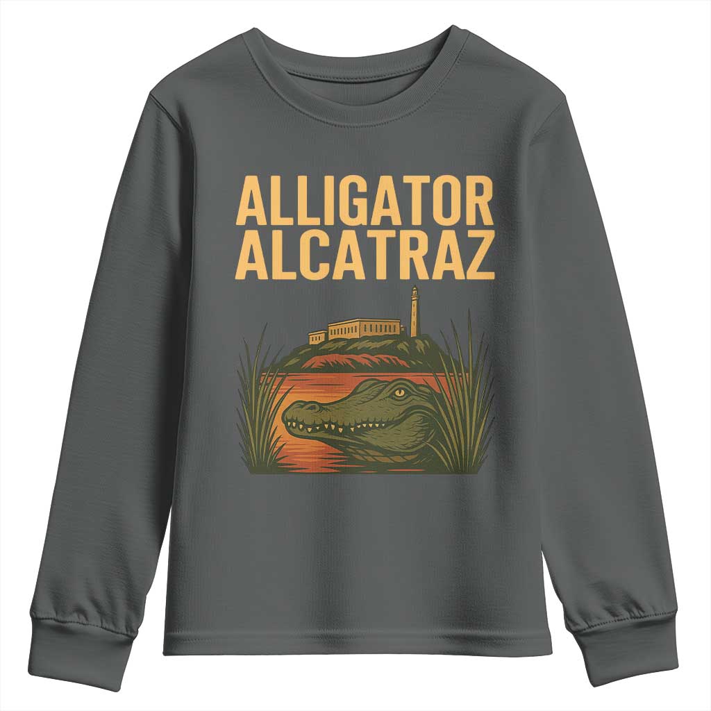 Alligator Alcatraz Florida Youth Sweatshirt Political Swamp Prison Dark Humor - Wonder Print Shop