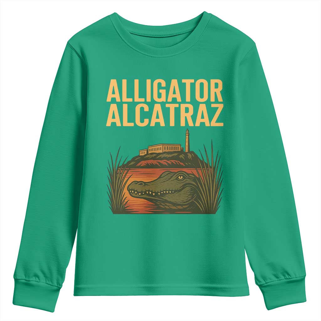 Alligator Alcatraz Florida Youth Sweatshirt Political Swamp Prison Dark Humor - Wonder Print Shop