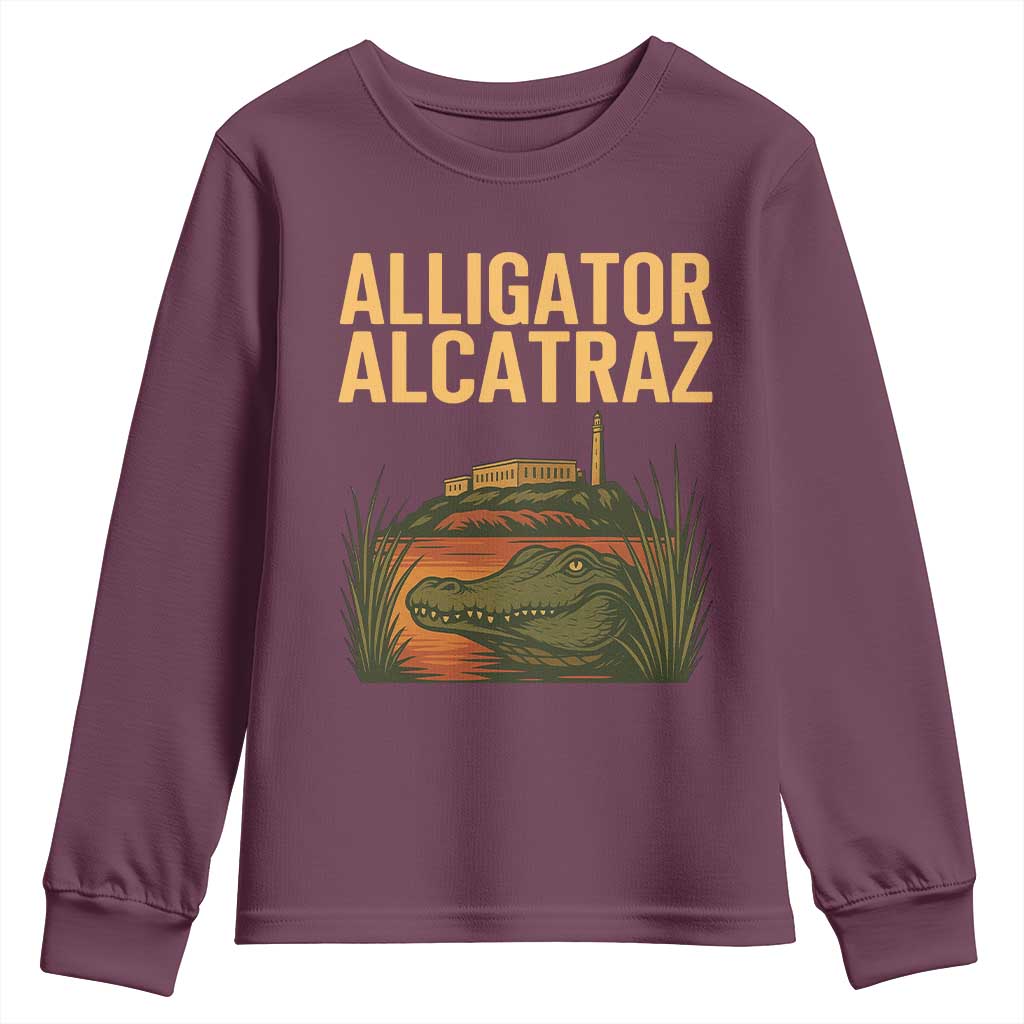 Alligator Alcatraz Florida Youth Sweatshirt Political Swamp Prison Dark Humor - Wonder Print Shop