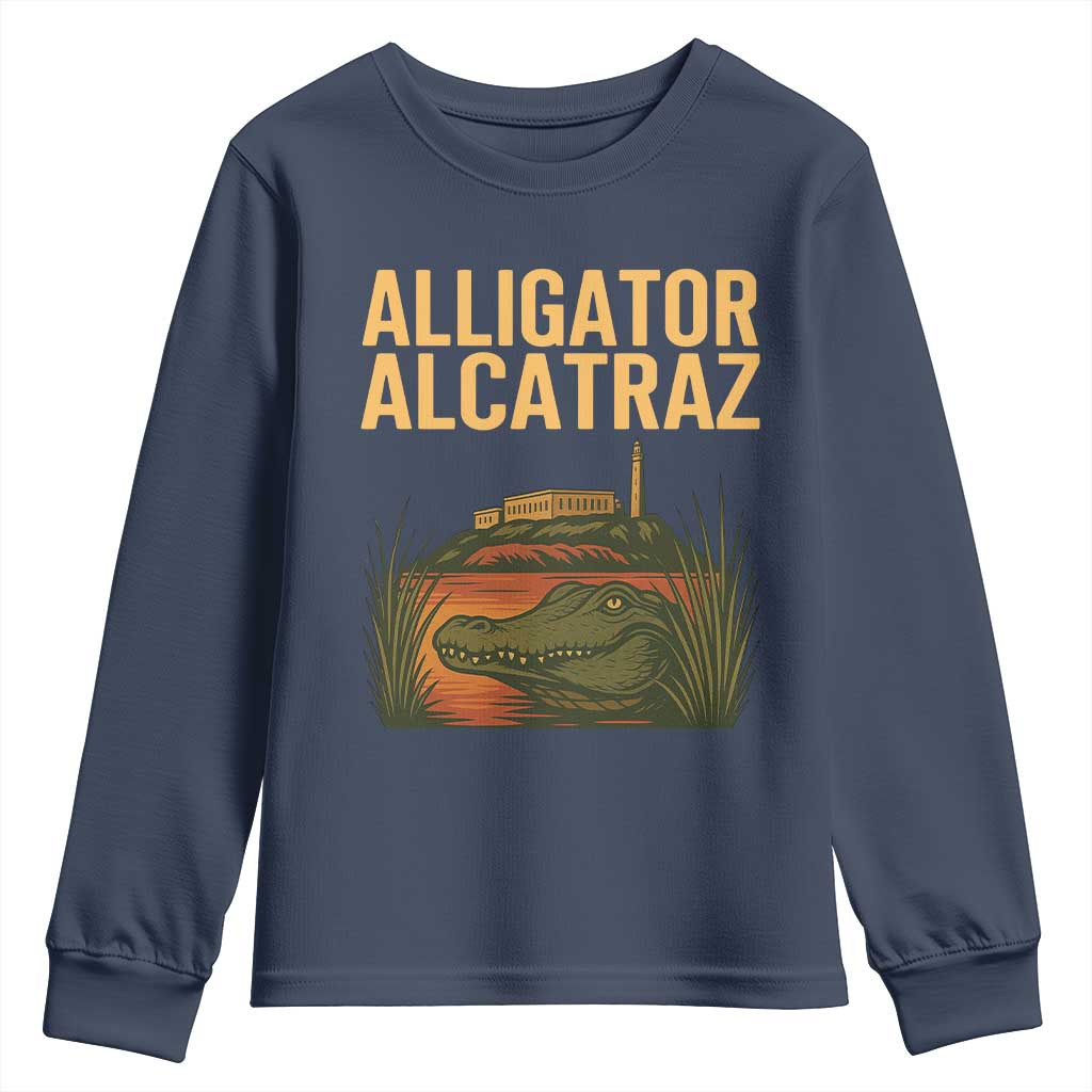 Alligator Alcatraz Florida Youth Sweatshirt Political Swamp Prison Dark Humor - Wonder Print Shop
