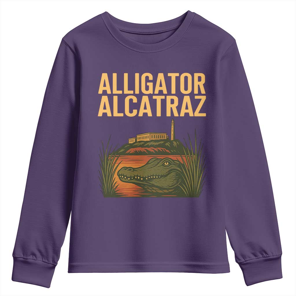 Alligator Alcatraz Florida Youth Sweatshirt Political Swamp Prison Dark Humor - Wonder Print Shop
