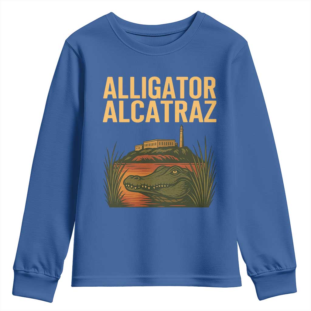 Alligator Alcatraz Florida Youth Sweatshirt Political Swamp Prison Dark Humor - Wonder Print Shop
