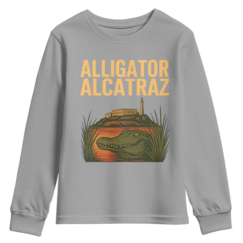 Alligator Alcatraz Florida Youth Sweatshirt Political Swamp Prison Dark Humor - Wonder Print Shop