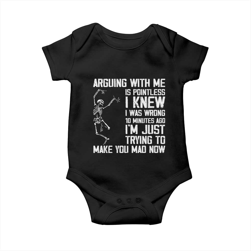 Funny Skeleton Sarcastic Baby Onesie Arguing With Me Is Pointless Smartmouths - Wonder Print Shop