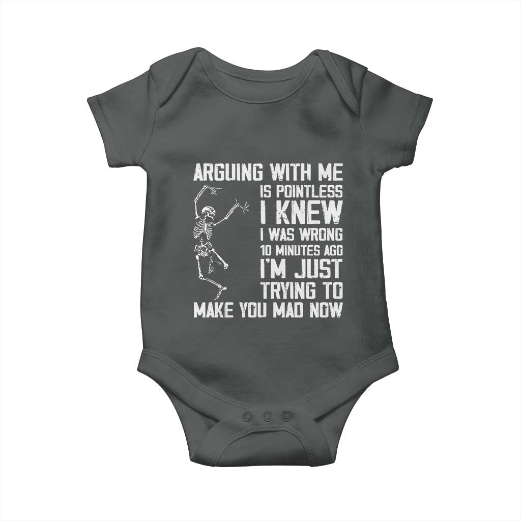 Funny Skeleton Sarcastic Baby Onesie Arguing With Me Is Pointless Smartmouths - Wonder Print Shop