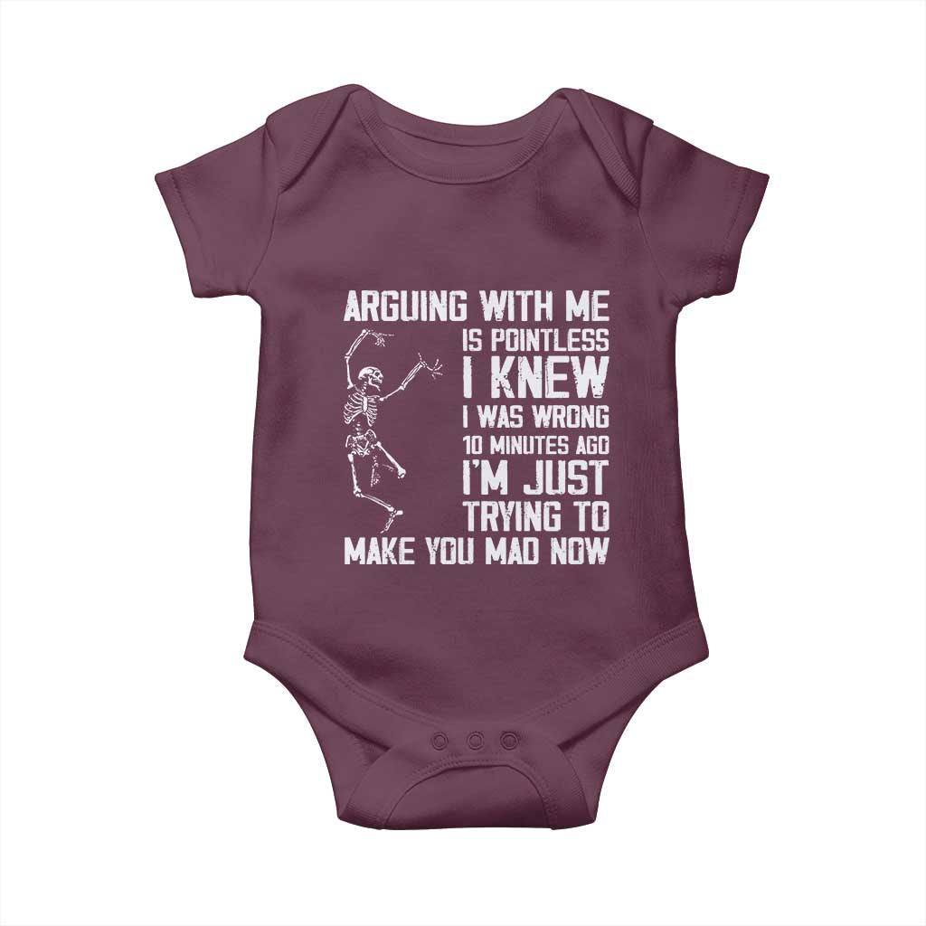 Funny Skeleton Sarcastic Baby Onesie Arguing With Me Is Pointless Smartmouths - Wonder Print Shop