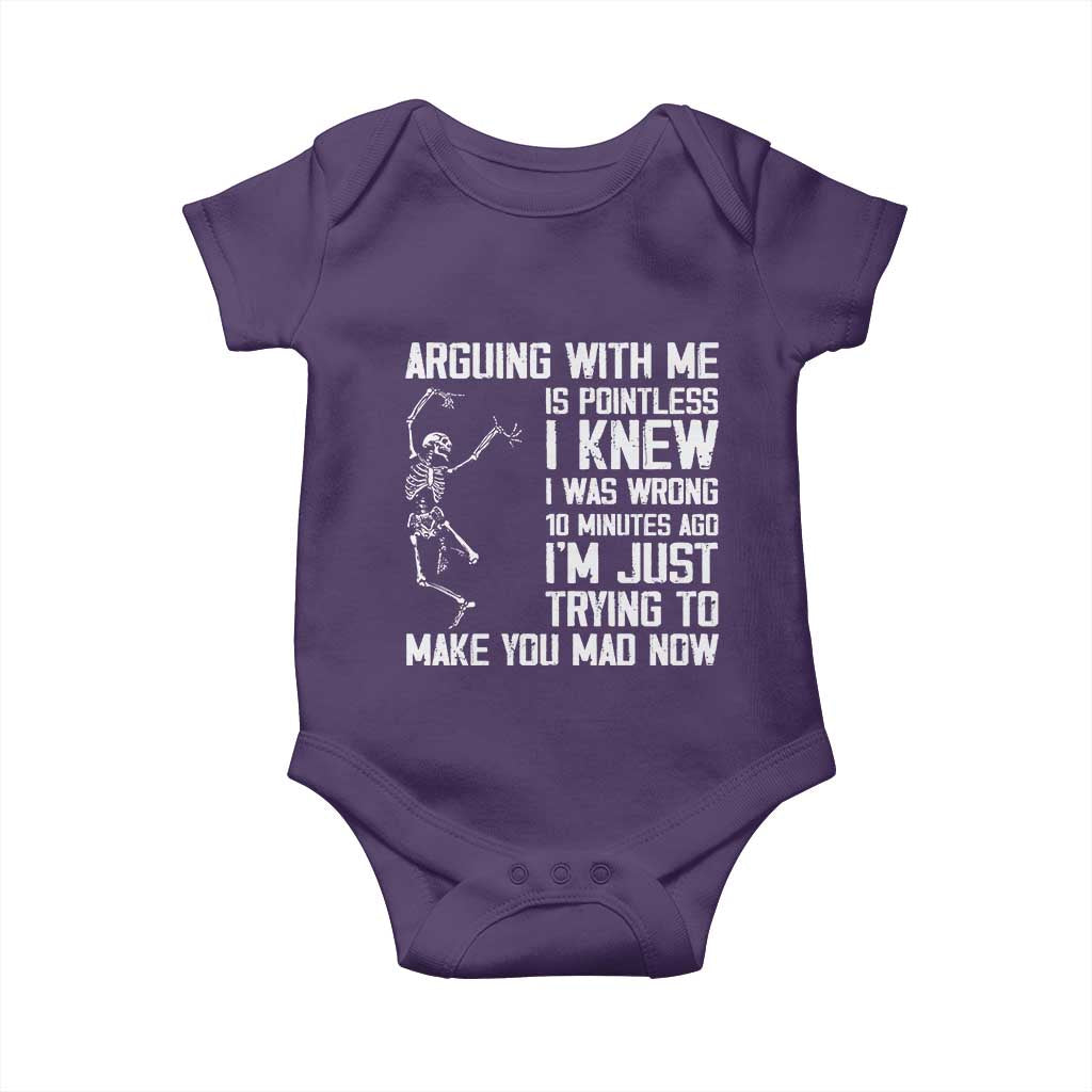 Funny Skeleton Sarcastic Baby Onesie Arguing With Me Is Pointless Smartmouths - Wonder Print Shop