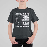 Funny Skeleton Sarcastic T Shirt For Kid Arguing With Me Is Pointless Smartmouths - Wonder Print Shop