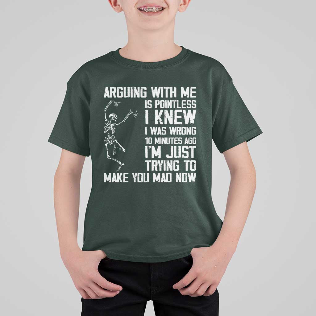 Funny Skeleton Sarcastic T Shirt For Kid Arguing With Me Is Pointless Smartmouths - Wonder Print Shop