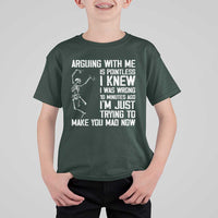 Funny Skeleton Sarcastic T Shirt For Kid Arguing With Me Is Pointless Smartmouths - Wonder Print Shop