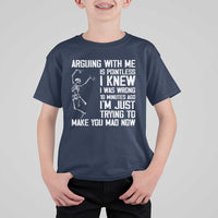 Funny Skeleton Sarcastic T Shirt For Kid Arguing With Me Is Pointless Smartmouths - Wonder Print Shop